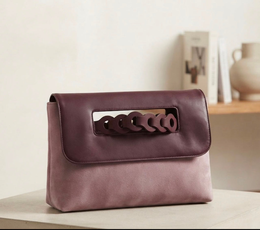 Suede & Leather Clutch Bag
