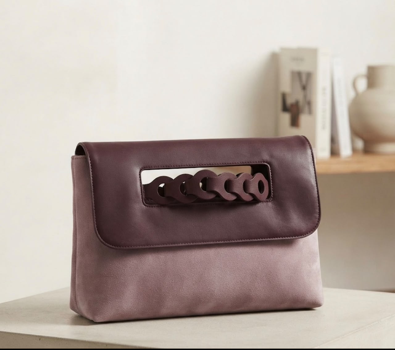 Suede & Leather Clutch Bag