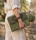 Suede & Leather Clutch Bag