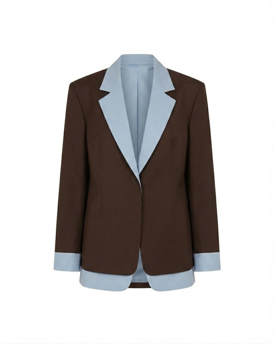 Two-Tone Layered Structured Blazer