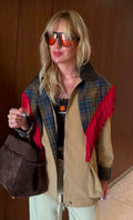 Plaid Jacket With Detachable Scarf