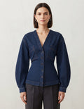 Corset Waist Denim Top