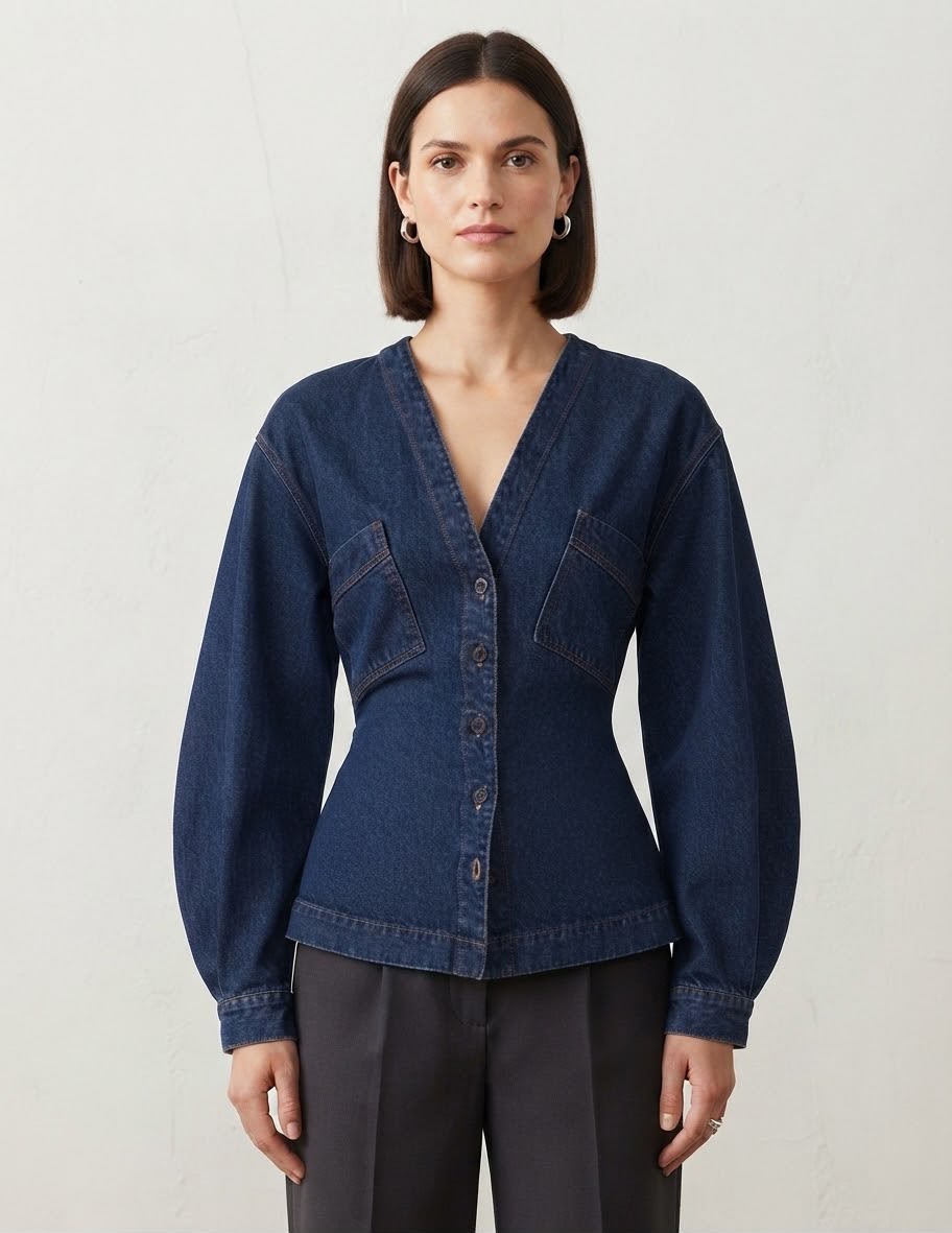 Corset Waist Denim Top