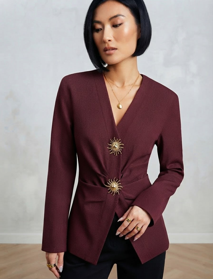 Sunburst Button Blazer Top
