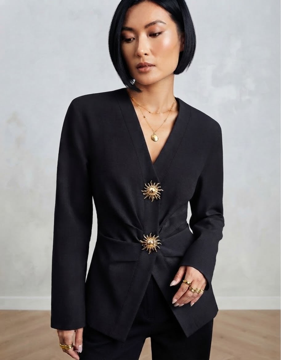 Sunburst Button Blazer Top
