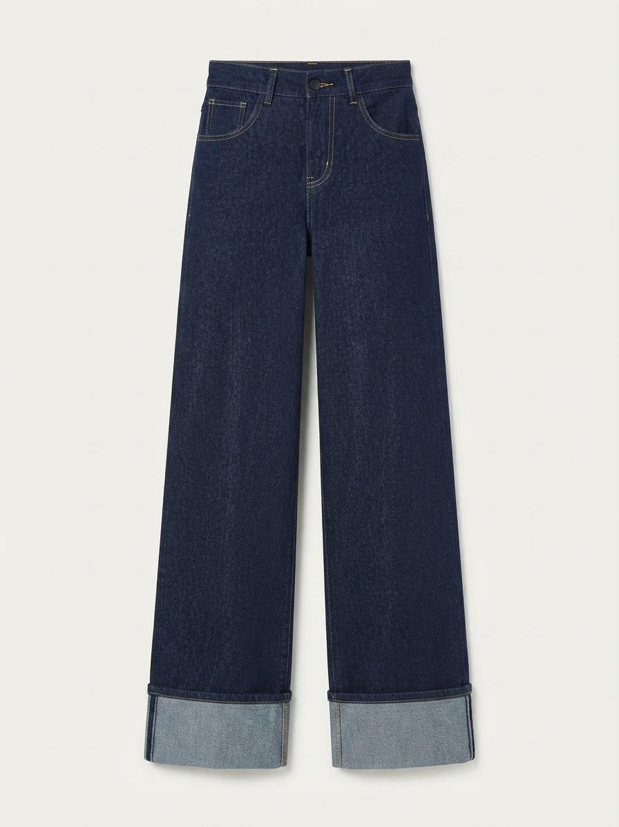 Cuffed Wide Leg Jeans
