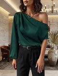 Jade One Shoulder Draped Top
