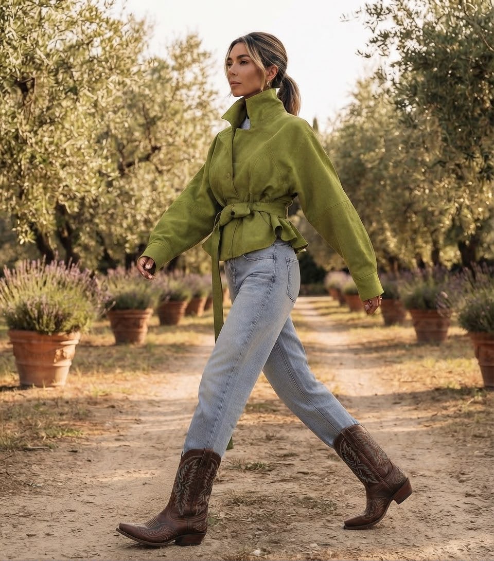 The High-Neck Suede Wrap