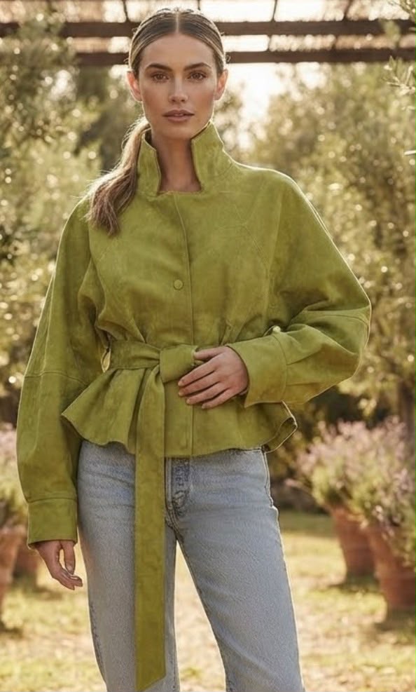 The High-Neck Suede Wrap