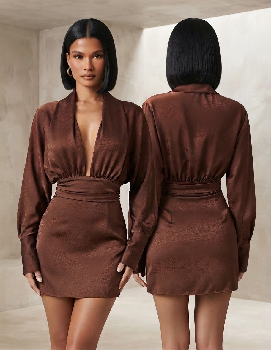 Satin Wrap Mini Dress