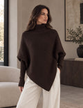 Turtle neck brown poncho